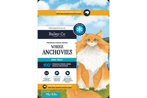 Bailey+Co: Freeze Dried Premium Human Grade Anchovy - Raw Treat (70g)