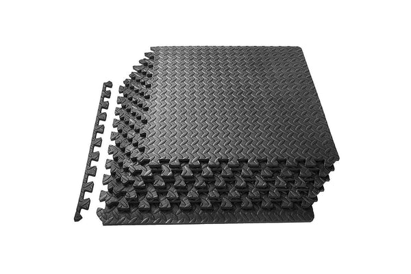 6 Pack EVA Foam Gym Interlocking Floor Puzzle Mats - Black