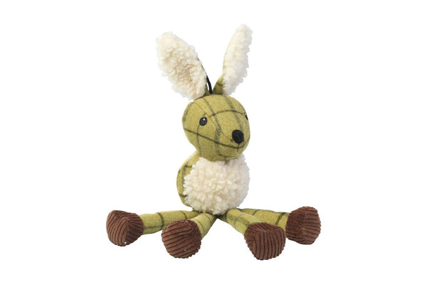 House Of Paws Plush Tweed Hare Long Legs Dog Toy (Green) (One Size)