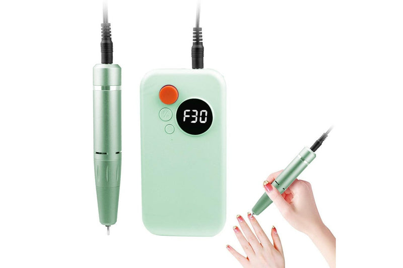 Electric Nail Drill Set Portable Wireless Nail File Machine Kit Manicure Pedicure Tool Green