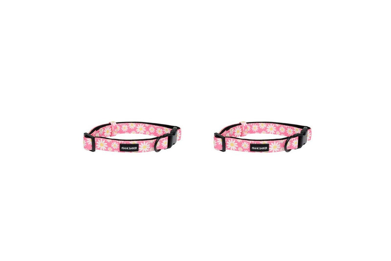 2x Splosh Frank Barker M Pink Daisies Dog Collar Adjustable Neck Strap 33-55cm