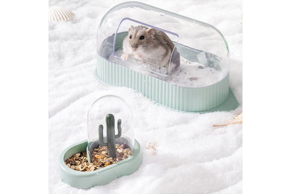 MEWOOFUN Hamster Sand Bath and Bowl Set - Green