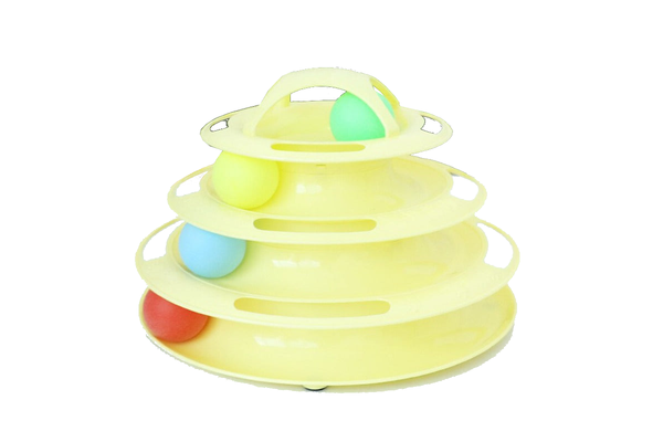 Interactive Cat Turntable Track Ball Training Pet Toy - Yellow