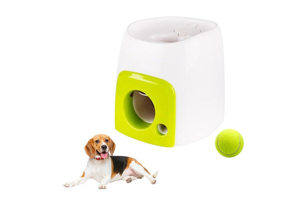 Pet Dog Double Hole Food Reward Machine Automatic Dog Toy Tennis Ball Launcher