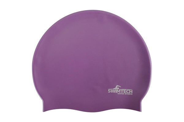 SwimTech Unisex Adult Silicone Swim Cap (Purple) (One Size)