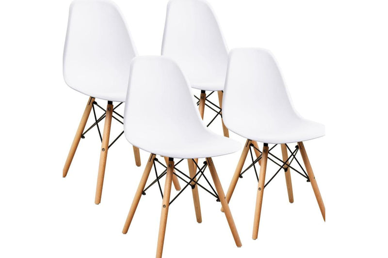 Fraser Country Set of 4 Modern Dining Chair with Beech Wooden Legs - White