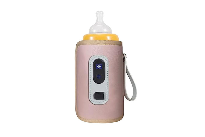 USB Digital Display Baby Milk Bottle Warmer Thermostat Portable Travel Milk Feeding Heater Bag Pouch Pink