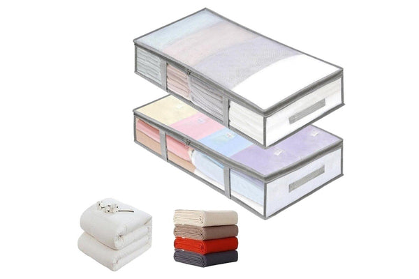 2Pcs Under Bed Storage Containers Bins Humid-Proof Closet Organizers Clothes Storage Bags