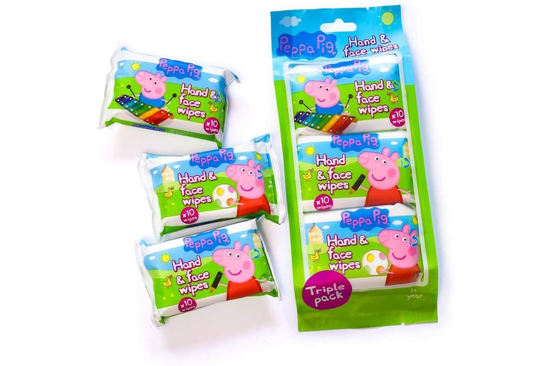 Peppa Pig Hand & Face Wipes 10's 3 Pack