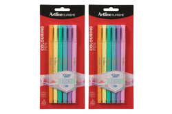 2x 6pc Artline Supreme 0.6mm Fine Point Pens Art Crafts Assorted Pastel Colours