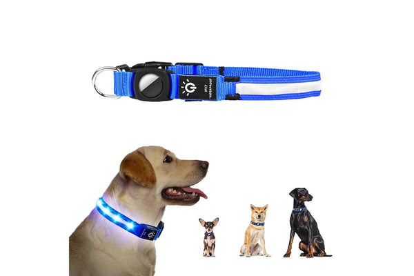 Luminous LED Pet Dog Collar Light-up USB Rechargeable Dog Collar Blue