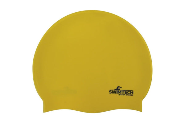 SwimTech Unisex Adult Silicone Swim Cap (Yellow) (One Size)