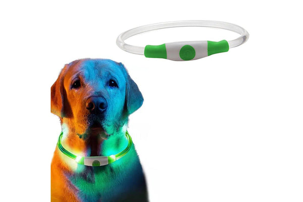 Light-Up Pet Dog Collars USB Rechargeable Pet Collar Adjustable Size Pet Collar Green