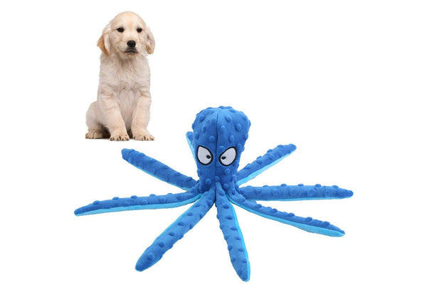 FancyGrab Dog Chew Toys Dog Squeaky Toys Octopus Squeaky Toys For Puppy Blue