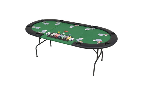 9-Player Folding Poker Table 3 Oval Green