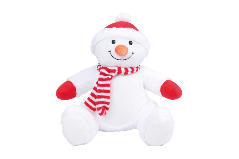 Mumbles Zipped Snowman Plush Toy (White/Red) (One Size)