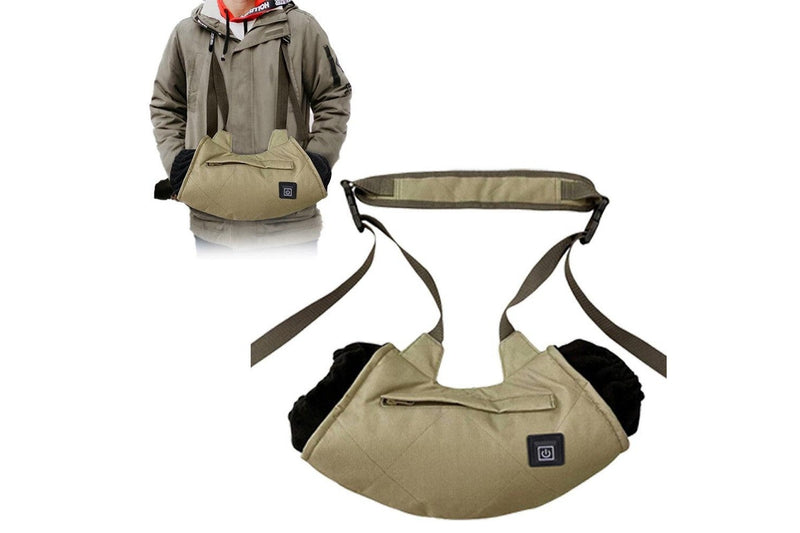 Winter Heated Hand Muff Hand Warmer with Pockets USB Hand Warming Muff Khaki