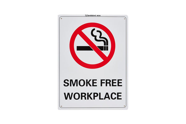 Smoke Free Workplace 225x300mm Safety Sign Polypropylene Wall Door Mountable