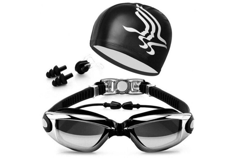 Yjm978 Hd Waterproof Anti Fog Swimming Glasses With Cap Black - Standard
