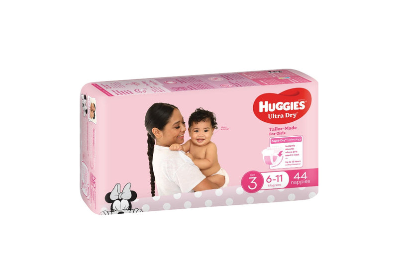 Huggies Ultra Dry Crawler Girl Nappies - Size 3 (44 Pack)