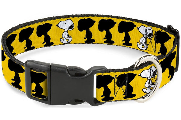 Peanuts: Snoopy Walking/Silhouette Pose Yellow - Plastic Clip Collar (1" Medium)