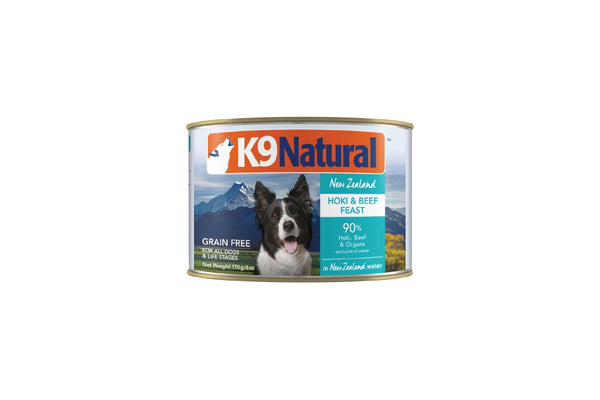 K9 Natural: Canned Dog Food, Hoki & Beef 170g (12 pack)