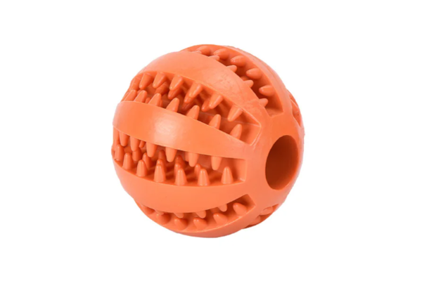 Interactive Rubber Ball Toy For Small Large Dogs Puppy Chewing Tooth Cleaning Indestructible - Orange - 5Cm