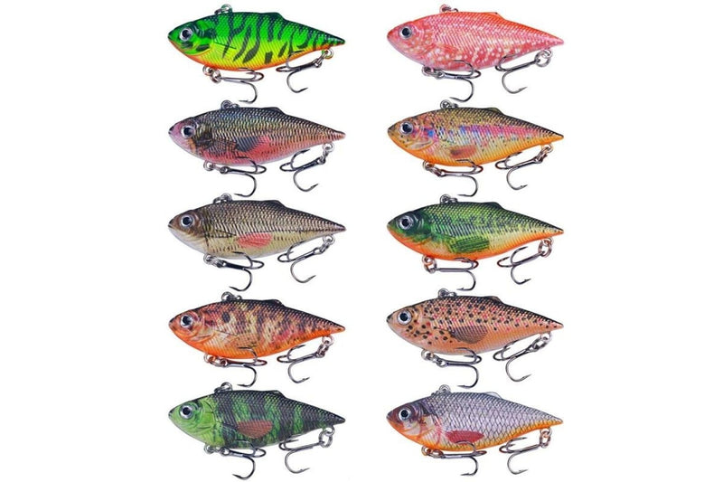 10 Piece Set Of Hengjia Vi101 Painted Vib Dummy Lures 6.4cm 8g