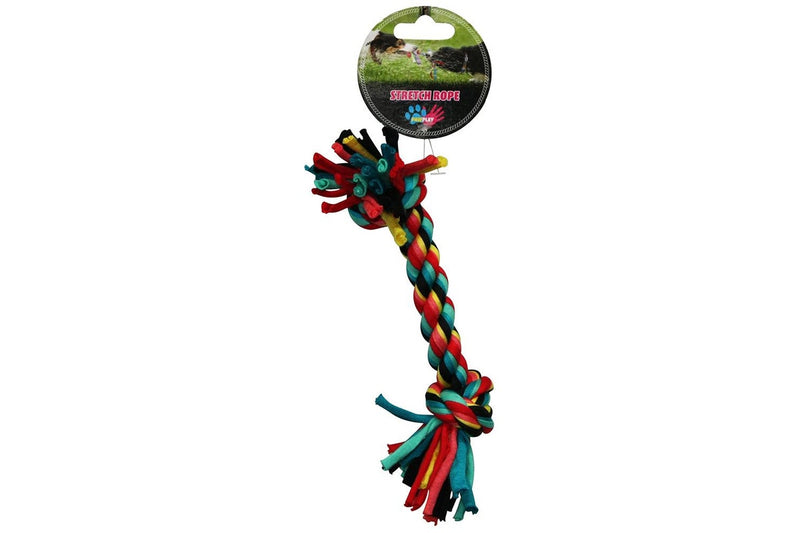 Paw Play 21cm Stretch Bone Rope Cotton Knots Braided Teeth Clean Tug War Dog Toy