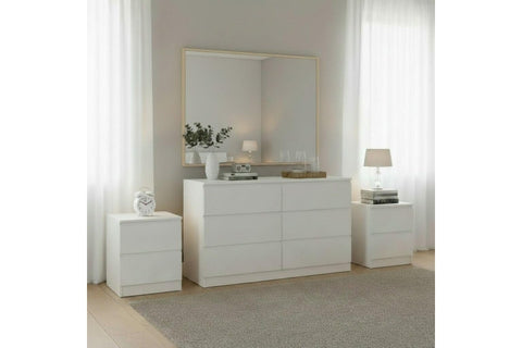 Instock Furniture & Living Bedroom set Liana chest 6 drawer lowboy + 2 * bedside tables white colour
