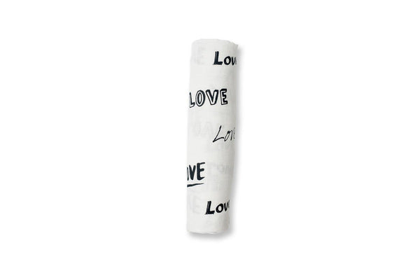 Lulujo: Muslin Bamboo Swaddle - Love