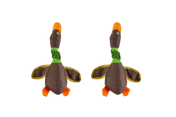 2x Pro Pet 34x25cm Duck Plush w Squeaker Interactive Fun Play Dog Toy Assorted