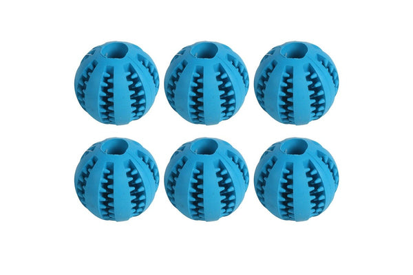 6x Pro Pet Max Hide Treats Durable Training Chew Rubber Ball Toy Blue Treats