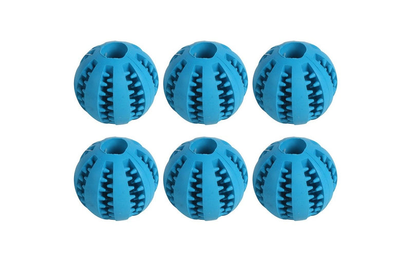 6x Pro Pet Max Hide Treats Durable Training Chew Rubber Ball Toy Blue Treats