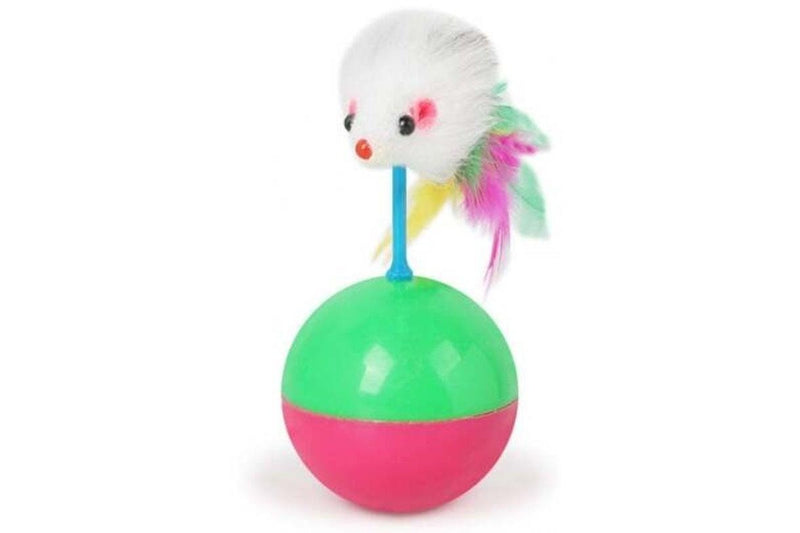 Mouse Tumbler Cat Dog Toy Ball Pet Real Rabbit Hair Multi - Standard