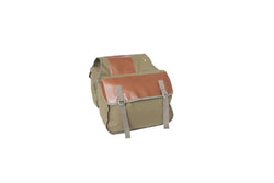 BROWN Canvas Bike Rear Bag Double Pannier Frame Bicycle Back Seat Storage