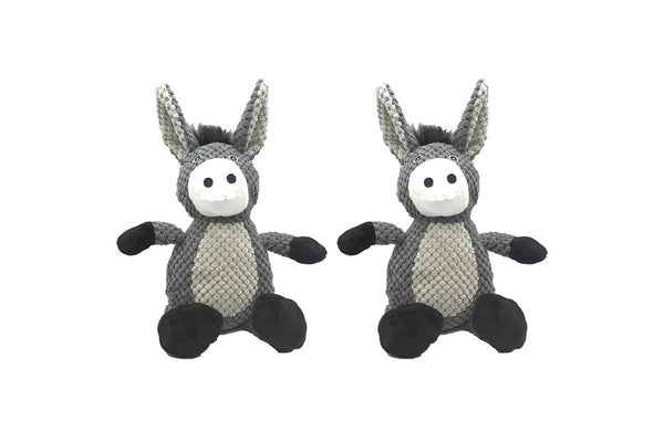 2x Paw Play Interactive Squeaking Soft Donkey Plush Puppy Dog Pet Cat Toy 37cm