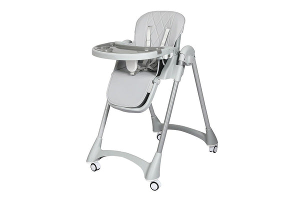 Bopeep Baby High Chair Folding Double Trays Adjustable Height Wheel Eating