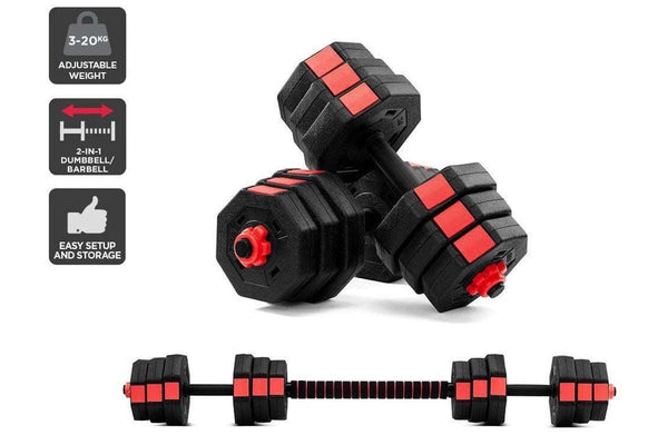 Fortis Adjustable Dumbbell & Barbell Set (20kg)