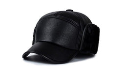 Men's Fashion Warm Bomber Hat Winter Ear Protection Baseball Cap Black - Standard