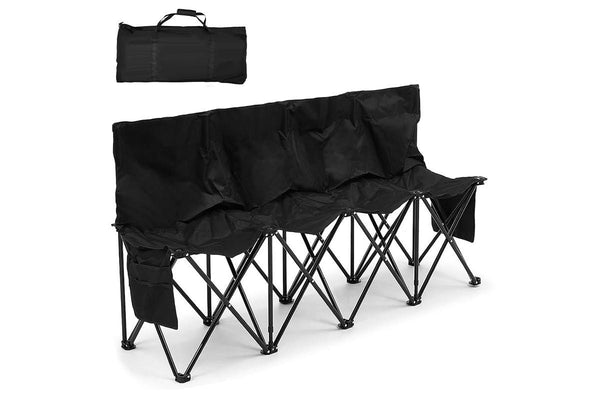 HYPERANGER Portable 4 Seat Foldable Bench with Back and Carry Bag