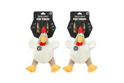 2x Paws N Claws Pet Dogs Fat Chook Soft Plush 28cm Chew Toy w Built-In Squeaker