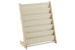 Nursery Pine Wood Bookshelf with Canvas Shelves - NZ Stock