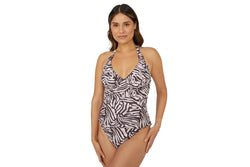 Gorgeous Womens/Ladies Zebra Print Non-Padded Tankini Top (Brown/Pink) (38F)