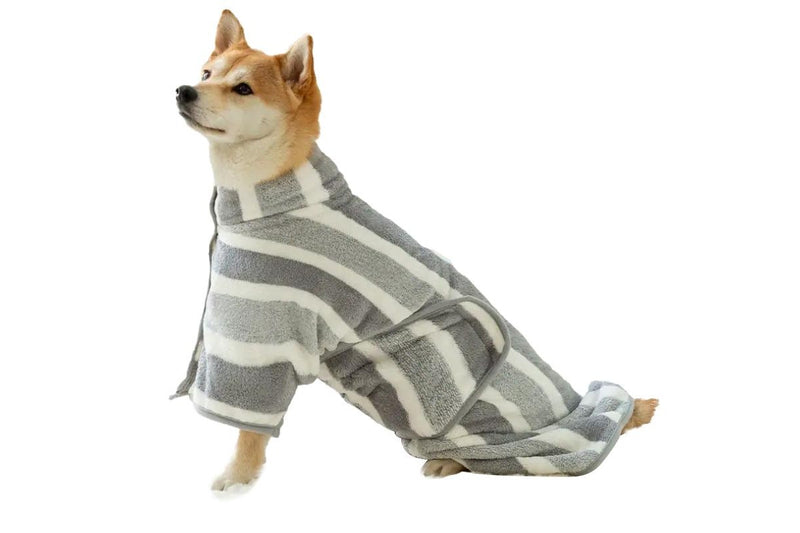 PETSWOL Small Dog Bath Robe - Striped