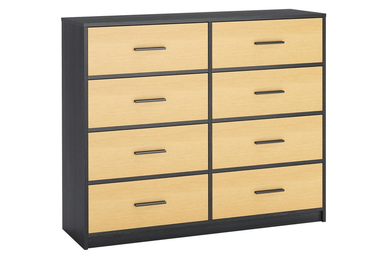 Fraser Country -Lada Home 8 Drawer Storage Dresser Wide Black & Oak