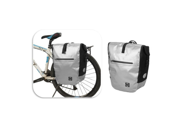 22L Silver Waterproof Bike Rear Bag Pannier Bag Frame Bicycle Back Seat Storage