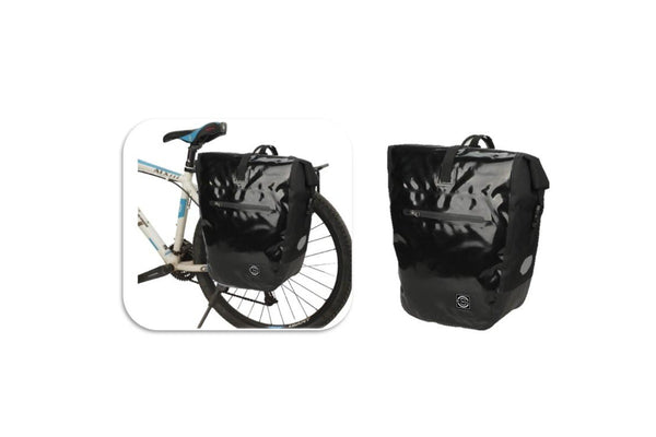 22L BLACK Waterproof Bike Rear Bag Pannier Bag Frame Bicycle Back Seat Storage