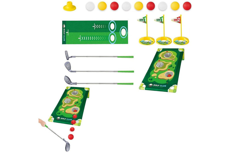 Kids Golf Toy Set Retractable Golf Clubs with Scorecard and Storage Bag Outdoor Yard Games