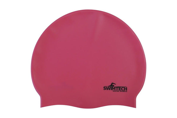 SwimTech Unisex Adult Silicone Swim Cap (Pink) (One Size)